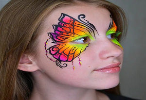 Butterfly Face Paint Tutorial | UV Neon Henna Style