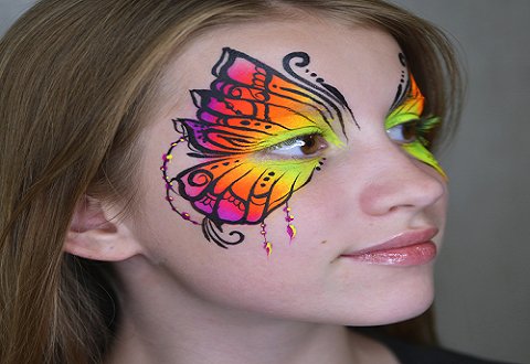 Butterfly Face Paint Tutorial | UV Neon Henna Style - Fusion Body Art