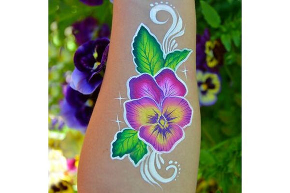 Learn perfect flowers | Delicate Violet Face Painting Design by Natalia Kirillova - Fusion Body Art