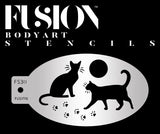 Black Cat & Paw Face Paint Stencil - FS30 - Fusion Body Art