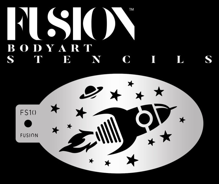 Blast Off Spaceship & Stars Face Paint Stencil - FS10 - Fusion Body Art