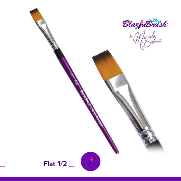 Blazin Face Painting Brush by Marcela Bustamante | 1/2 Inch Flat Limited Edition - Fusion Body Art