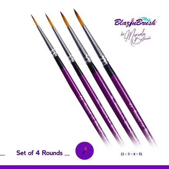 Blazin Face Painting Brush by Marcela Bustamante | Set of 4 Round Brushes - Fusion Body Art