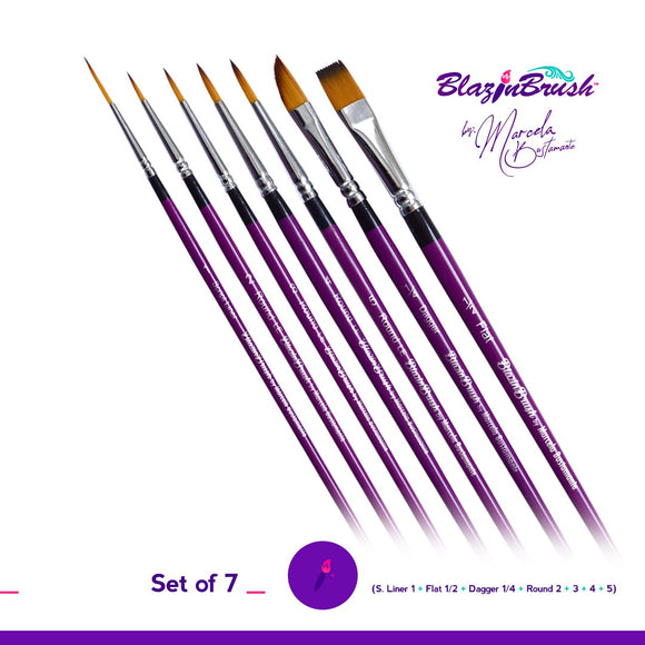 Blazin Face Painting Brush by Marcela Bustamante | Set of 7 Brushes - Fusion Body Art