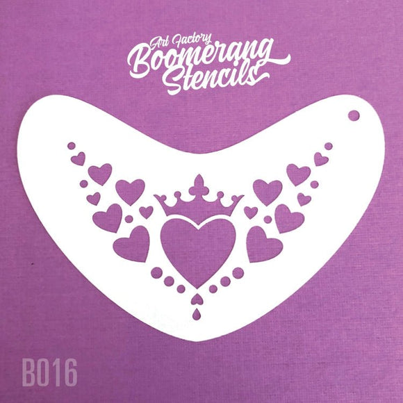 Boomerang Face Paint Stencil by Art Factory | Heart Crown - B016 - Fusion Body Art