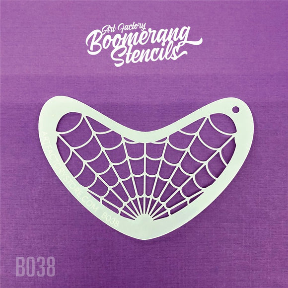 Boomerang Face Paint Stencil by Art Factory | Spider web - B038 - Fusion Body Art