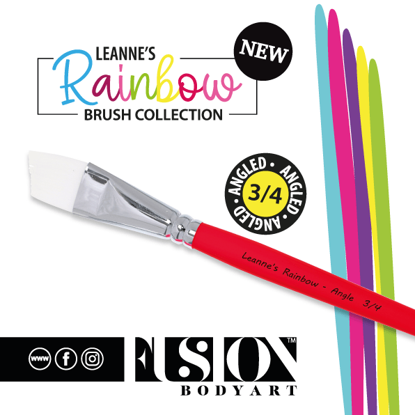 Face Painting Brush | Leanne's Rainbow - 3/4 Angle - Fusion Body Art