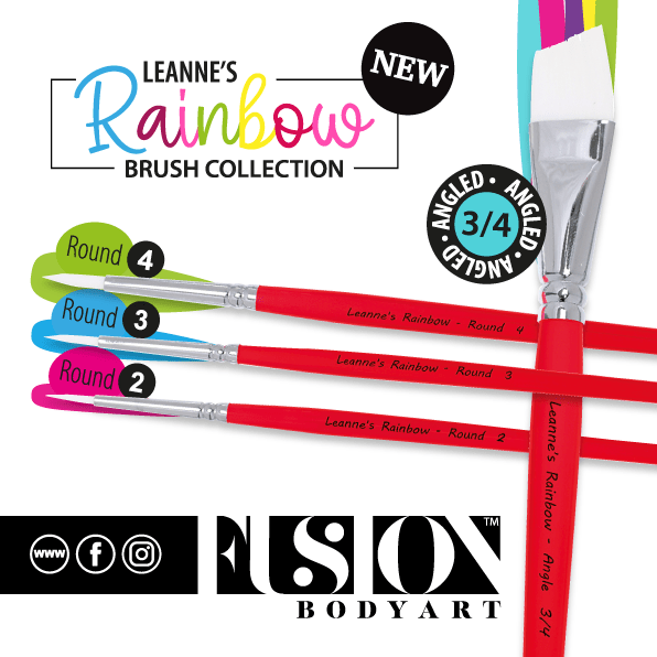 Face Painting Brush | Leanne's Rainbow - 3/4 Angle - Fusion Body Art