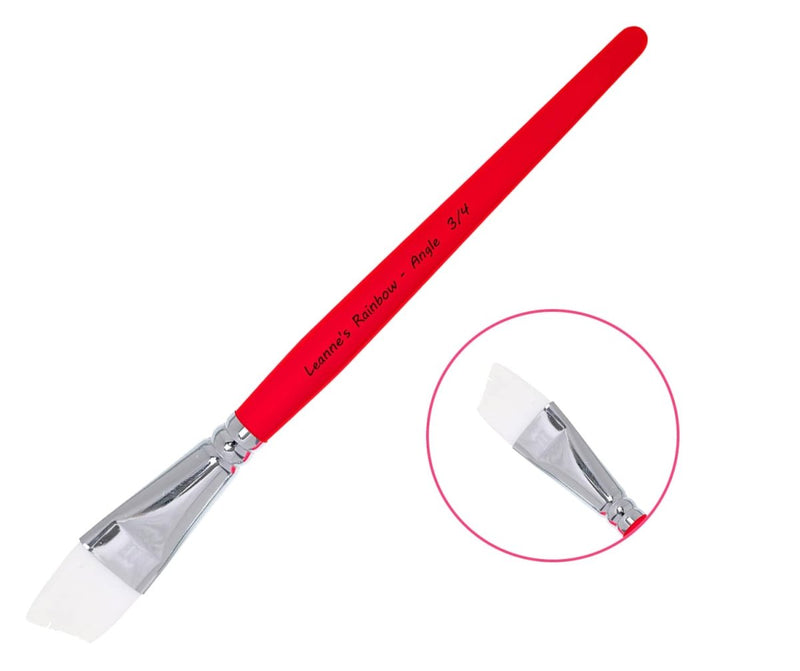 Leanne’s Rainbow 3/4 angle face painting brush — the primary one-stroke brush for rainbows and princess crowns