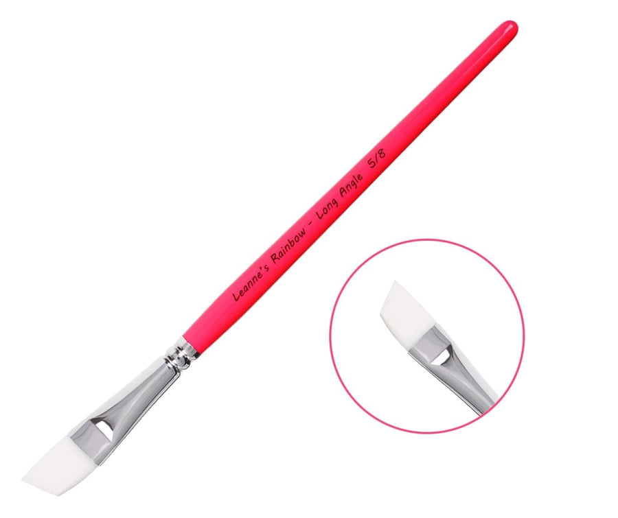Leanne’s Rainbow 5/8 inch long angle face painting brush — for larger coverage and bigger leaves
