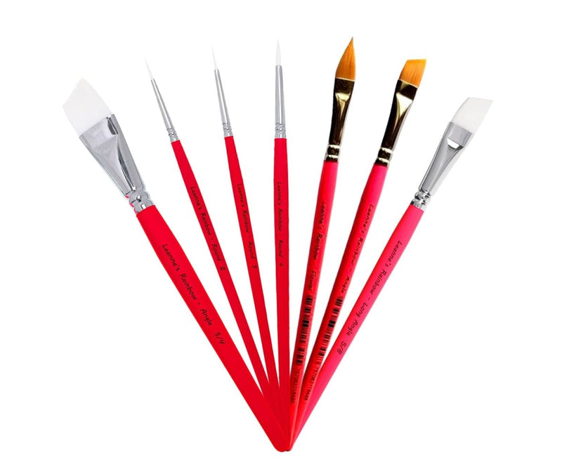 Leanne’s Rainbow Set of 7 face painting brushes — complete professional brush kit