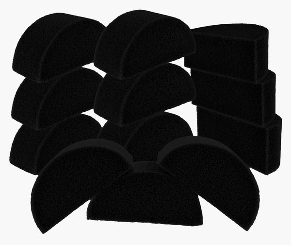 Fusion Body Art - Half Round Face Paint Sponge | Pure Black 12PK - Fusion Body Art
