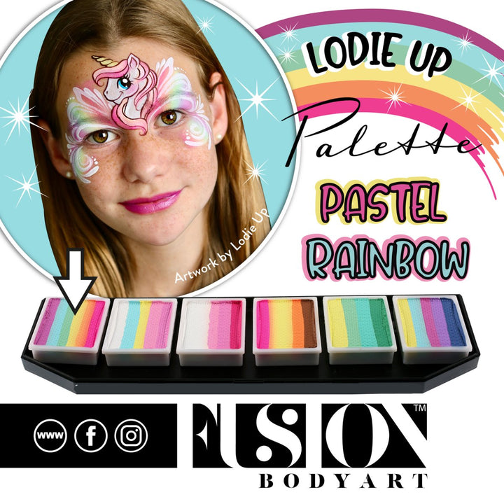 Fusion Face Painting Palette – Lodie Up Cute Pastel Rainbow Palette - Fusion Body Art