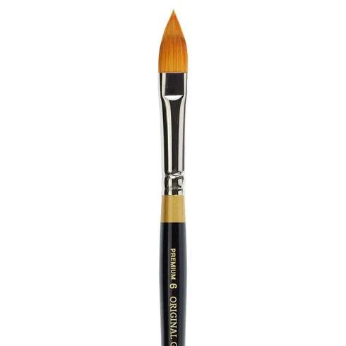 KingArt 9930 | Face Painting Brush - Original Gold Golden Taklon Oval Floral Petal #6 - Fusion Body Art