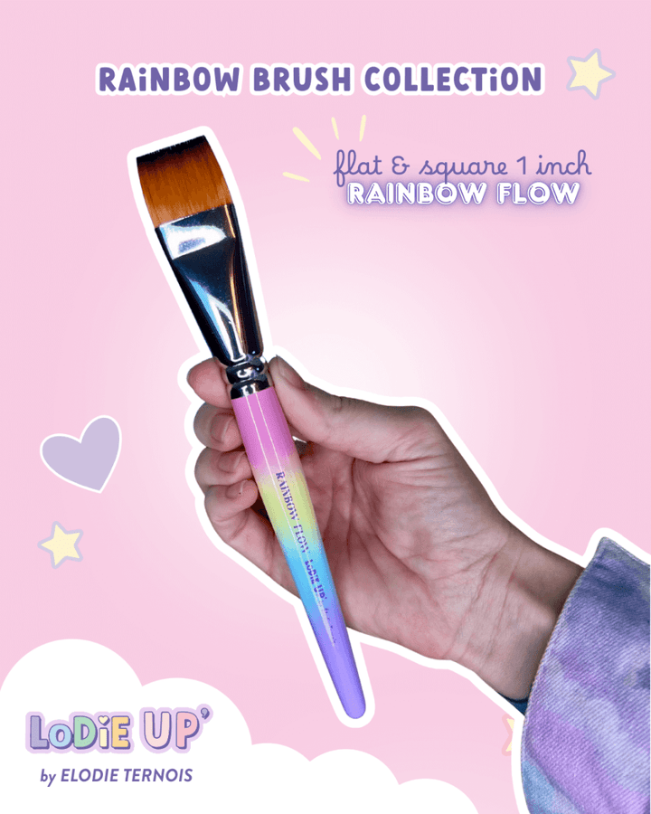 LODIE UP | Rainbow Flow Brush - 1 Inch Flat - Fusion Body Art