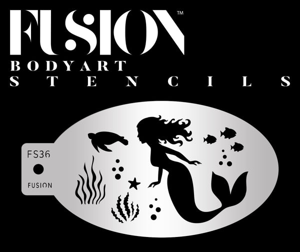 Mermaid Underwater Adventure Face Paint Stencil - FS36 - Fusion Body Art