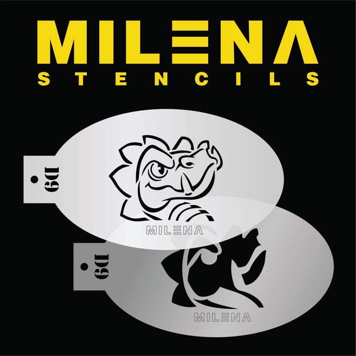 MILENA STENCILS | Face Painting Stencil - Cartoon Dragon Stencil Set D9 - Fusion Body Art