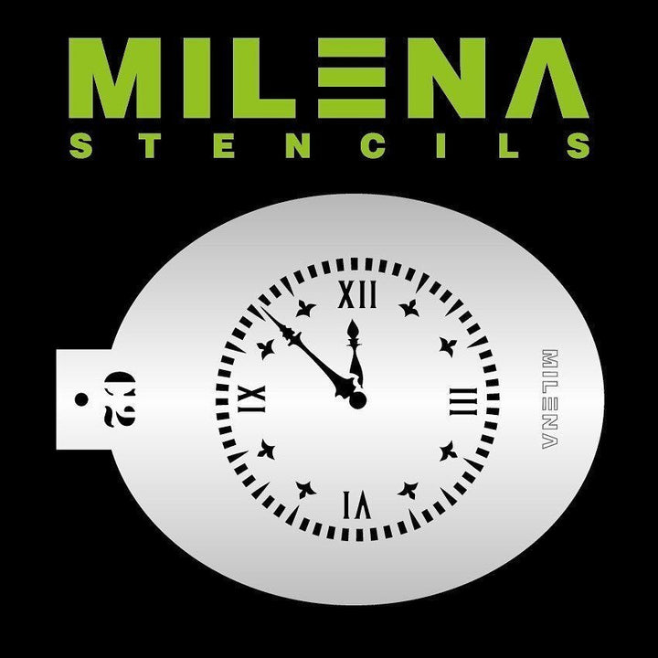 MILENA STENCILS | Face Painting Stencil - Clock C2 - Fusion Body Art