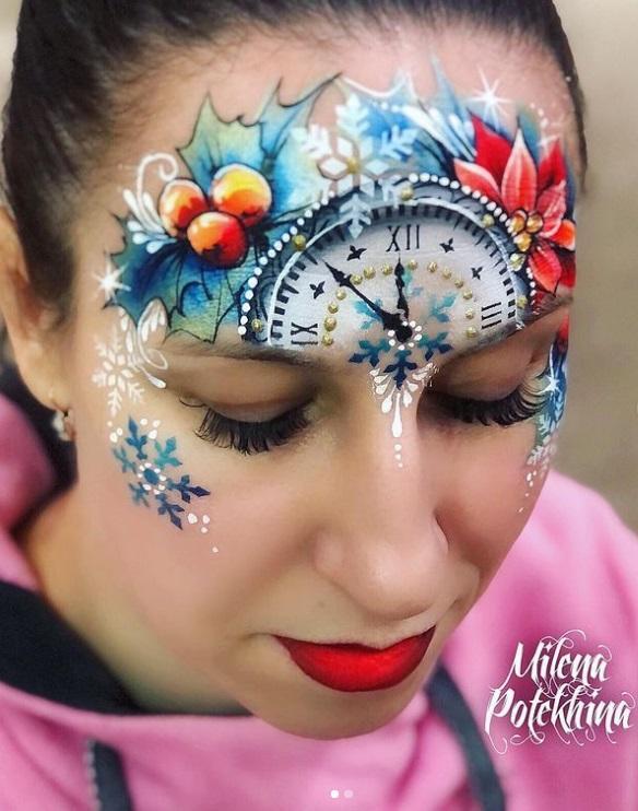 MILENA STENCILS | Face Painting Stencil - Clock C2 - Fusion Body Art