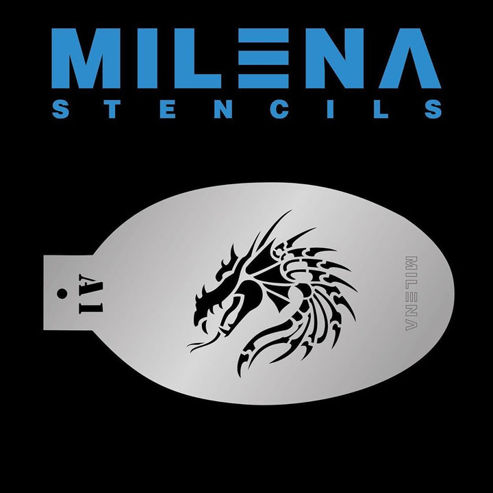 MILENA STENCILS | Face Painting Stencil - Fierce Dragon Head A1 - Fusion Body Art