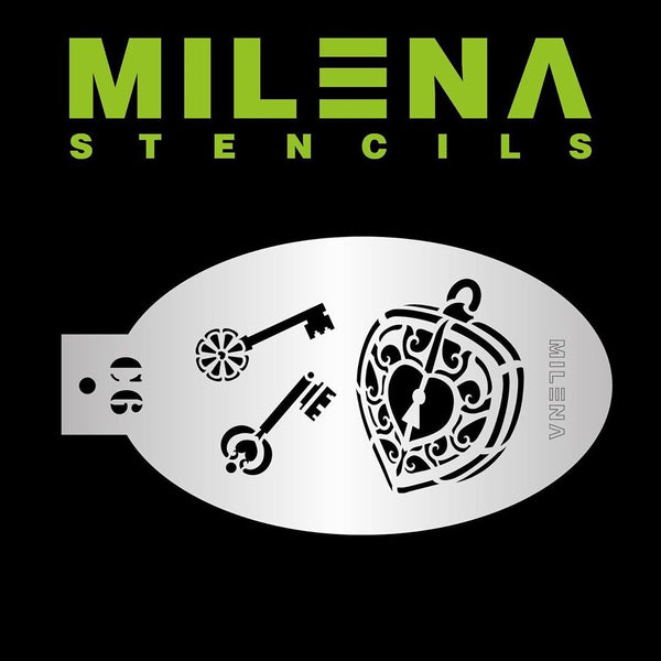 MILENA STENCILS | Face Painting Stencil - Key & Locket C6 - Fusion Body Art