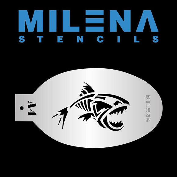 MILENA STENCILS | Face Painting Stencil - Piranha Fish A4 - Fusion Body Art