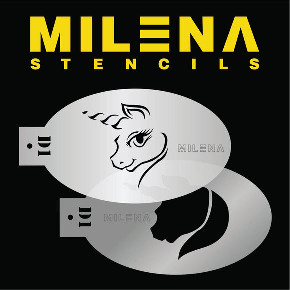 MILENA STENCILS | Face Painting Stencil - Profile Unicorn Stencil Set D1 - Fusion Body Art