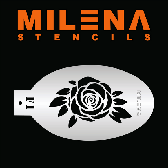 MILENA STENCILS | Face Painting Stencil - Rose with leaves F1 - Fusion Body Art