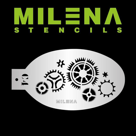 MILENA STENCILS | Face Painting Stencil - Rotating Gears C4 - Fusion Body Art