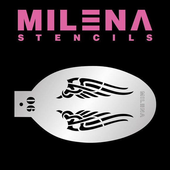 MILENA STENCILS | Face Painting Stencil - Soft Tribal Wings 06 - Fusion Body Art