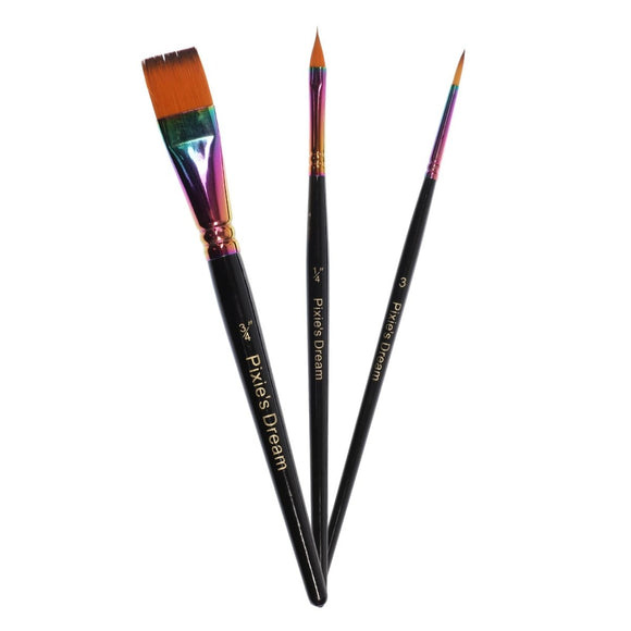 Pixie's Dream Rainbow Face Paint Brush Set 3PK - Fusion Body Art