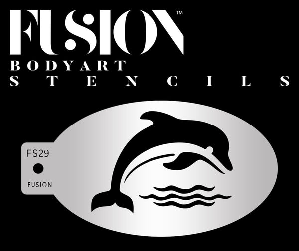 Splashing Dolphin Face Paint Stencil - FS29 - Fusion Body Art