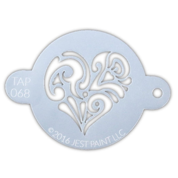 TAP 068 Face Painting Stencil | Ornate Heart (non - stocked) - Fusion Body Art