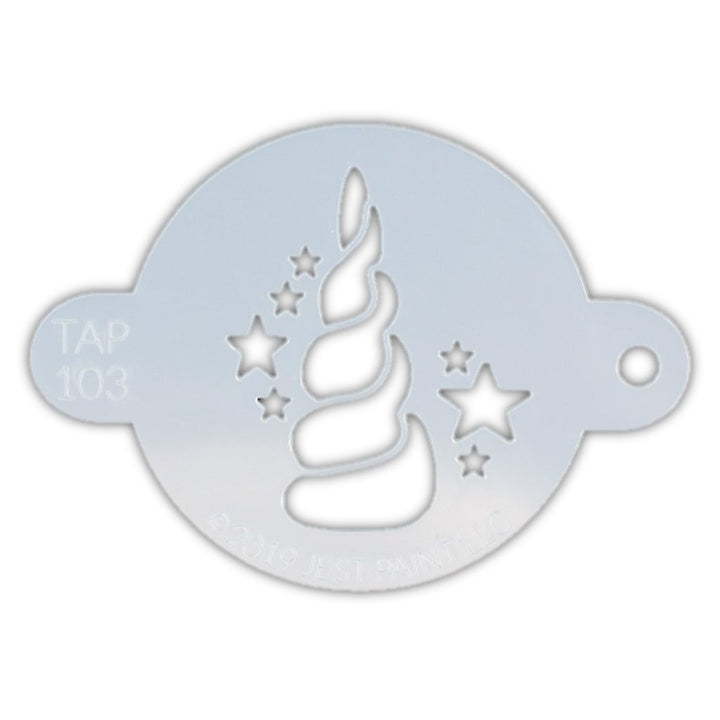 Tap 103 Unicorn Horn With Stars Face Painting Stencil – Fusion Body Art tap-103-unicorn-horn-with-stars-face-painting-stencil-fusion-body-art