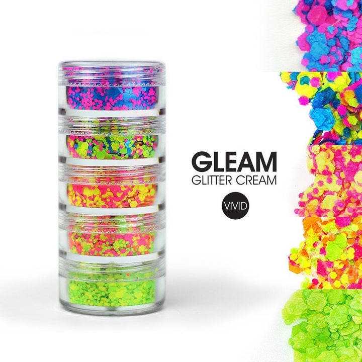 VIVID Glitter | GLEAM Glitter Cream | Galactic Gleam Chunky Glitter Stack 5 X 7.5g Jars - (discontinued) - Fusion Body Art