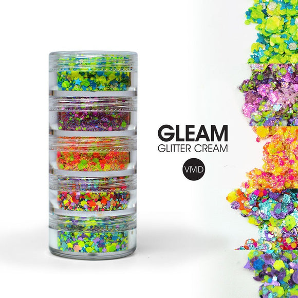 VIVID Glitter | GLEAM Glitter Cream | Tropical Gleam Chunky Glitter Stack 5 X 7.5g Jars - (discontinued) - Fusion Body Art