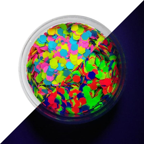VIVID Glitter | Loose Chunky Body Glitter | Candy Cosmos UV 7.5g Jar - Fusion Body Art