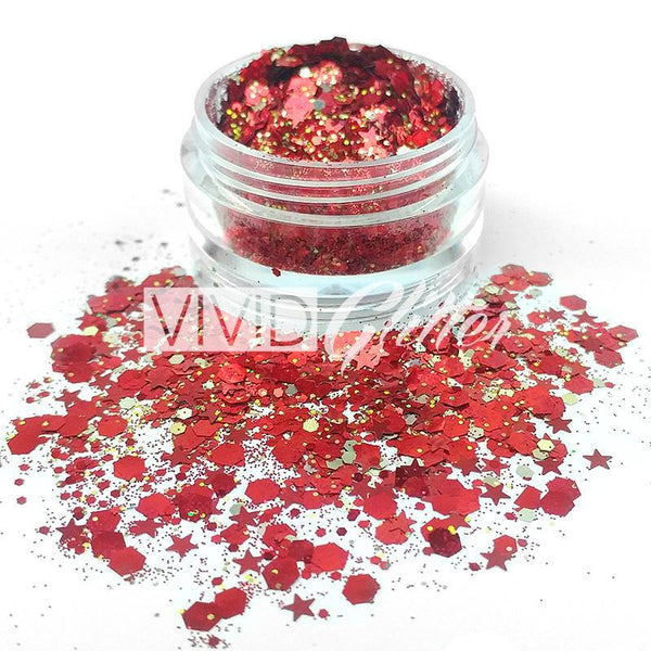 VIVID Glitter | Loose Chunky Body Glitter | Cardinal 7.5g Jar - Fusion Body Art