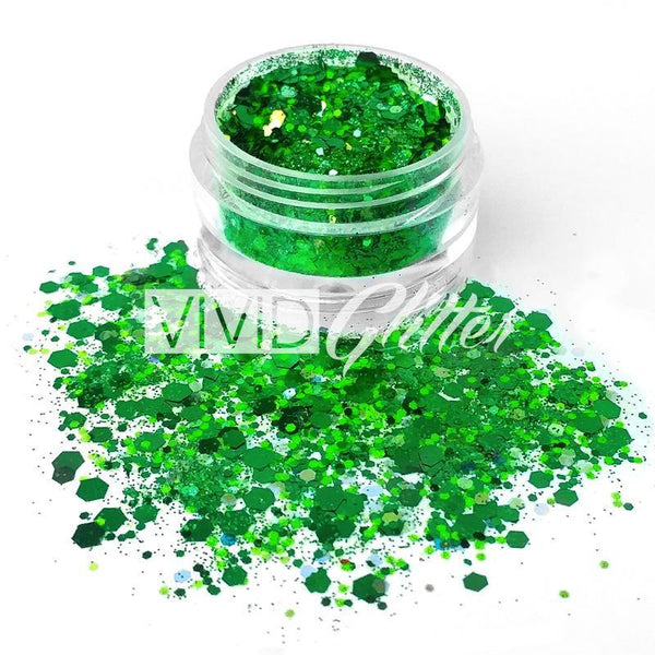 VIVID Glitter | Loose Chunky Body Glitter | Evergreen 7.5g Jar - Fusion Body Art