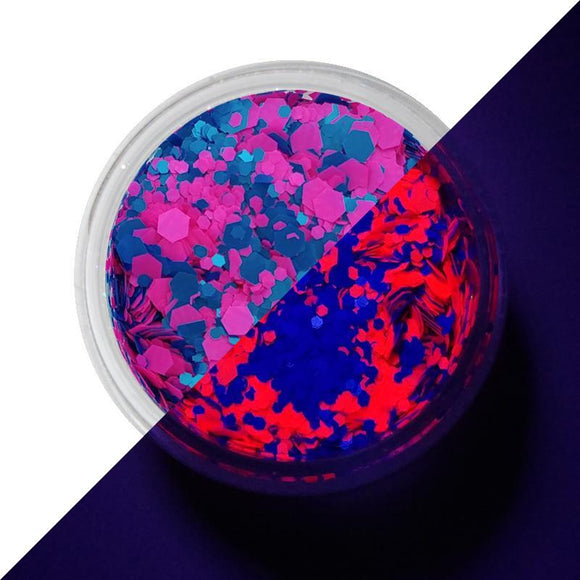 VIVID Glitter | Loose Chunky Body Glitter | Gum Nebula UV 7.5g Jar - Fusion Body Art