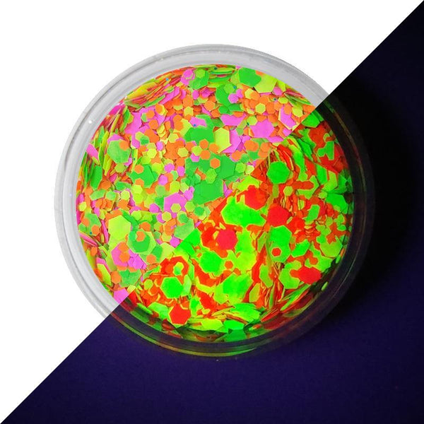 VIVID Glitter | Loose Chunky Body Glitter | Ignite UV 7.5g Jar - Fusion Body Art