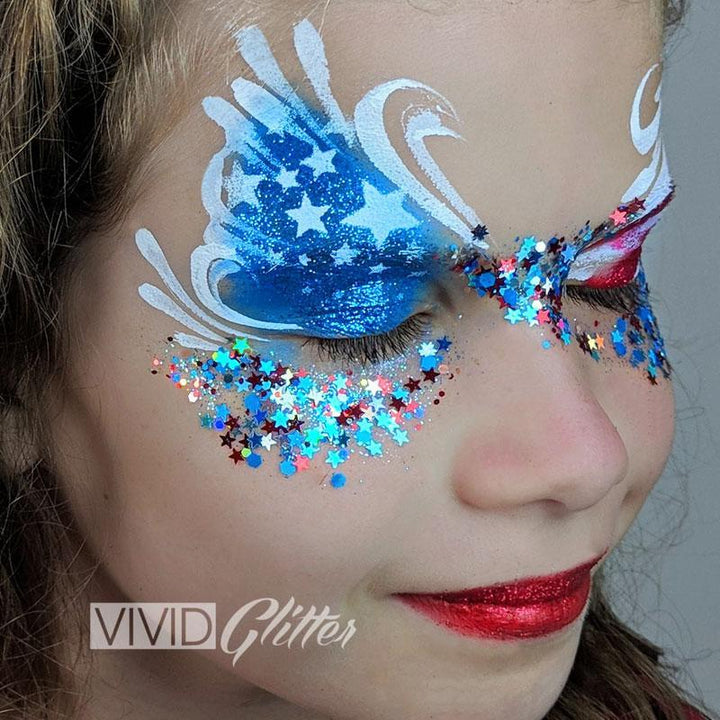 VIVID Glitter | Loose Chunky Body Glitter | Red White & Boom 7.5g Jar - Fusion Body Art